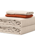 100% French flax linen duvet cover set Burnt Orange + Taupe