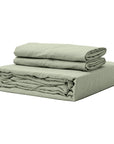 100% French flax linen fitted bedsheet set Sage green