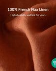 Stone-washed French linen bedsheet fabric close-up
