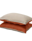 100% French flax linen pillowcase (x2) Burnt Orange + Natural