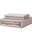 100% TENCEL fitted bedsheet set in a light color.