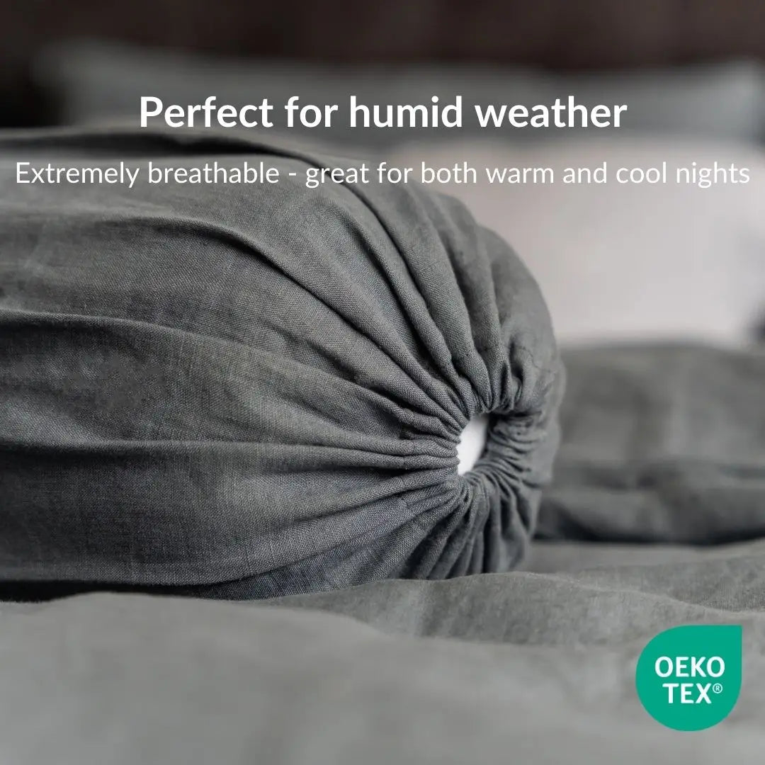 100% French flax linen bolstercase in taupe color.