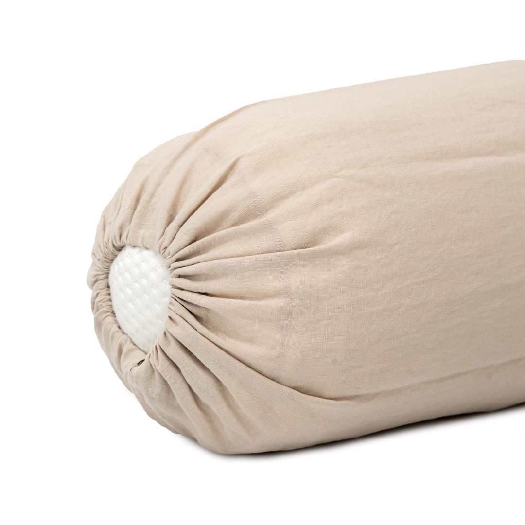 100% French flax linen bolstercase in mist color.