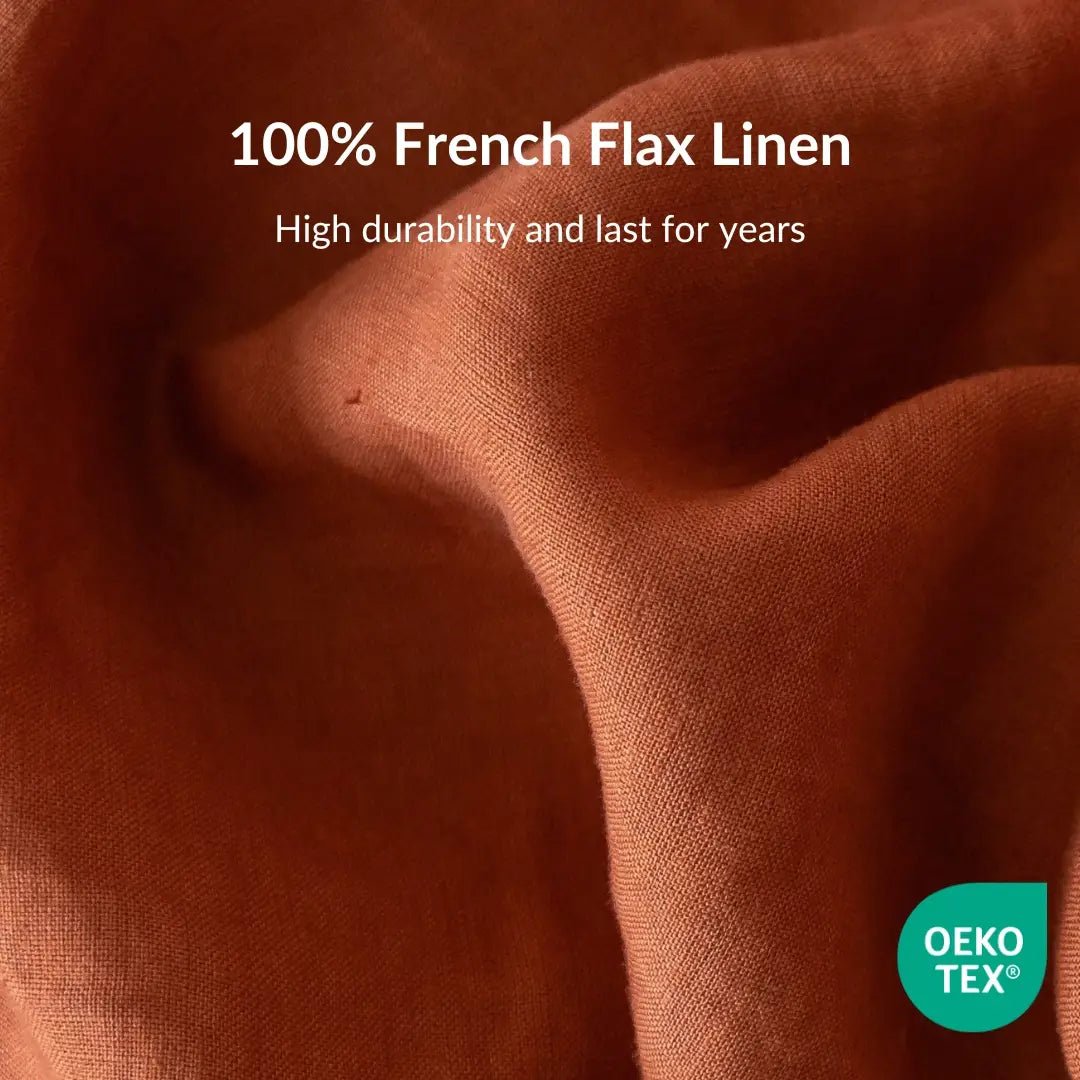 100% French flax linen bolstercase in natural color.