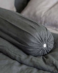 100% French flax linen bolstercase in sage green.