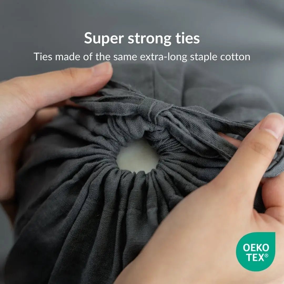 100% French flax linen bolstercase in oatmeal stripe.