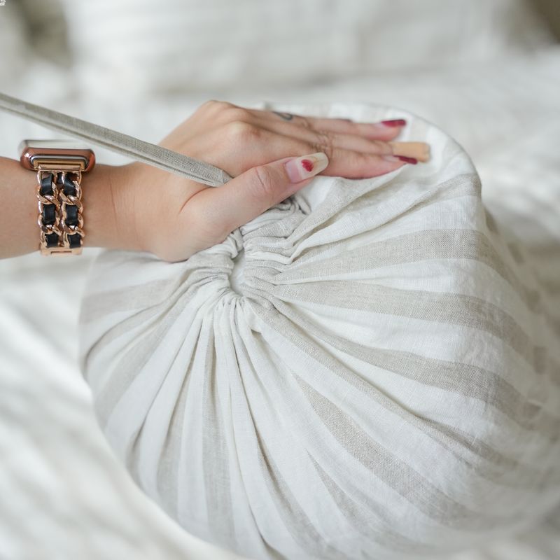 100% French flax linen bolstercase in mist color.