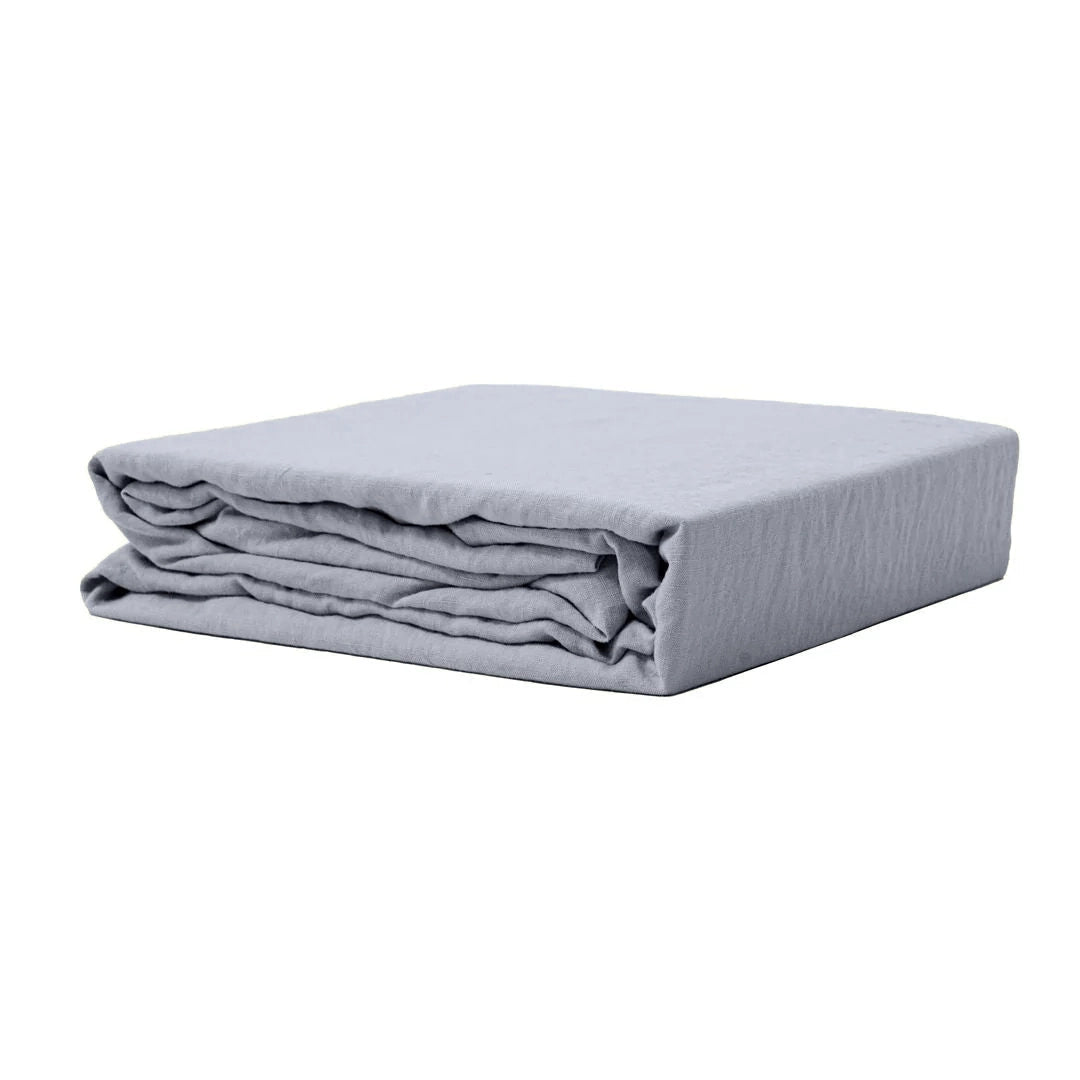 100% French flax linen duvet cover in Burnt Orange + Natural.