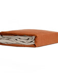 100% French flax linen duvet cover Burnt Orange + Natural