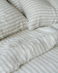 100% French flax linen duvet cover Oatmeal Stripe