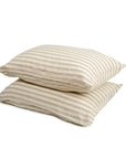 100% French flax linen pillowcase (x2) Oatmeal Stripe