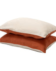 100% French flax linen pillowcase (x2) Burnt Orange + Taupe