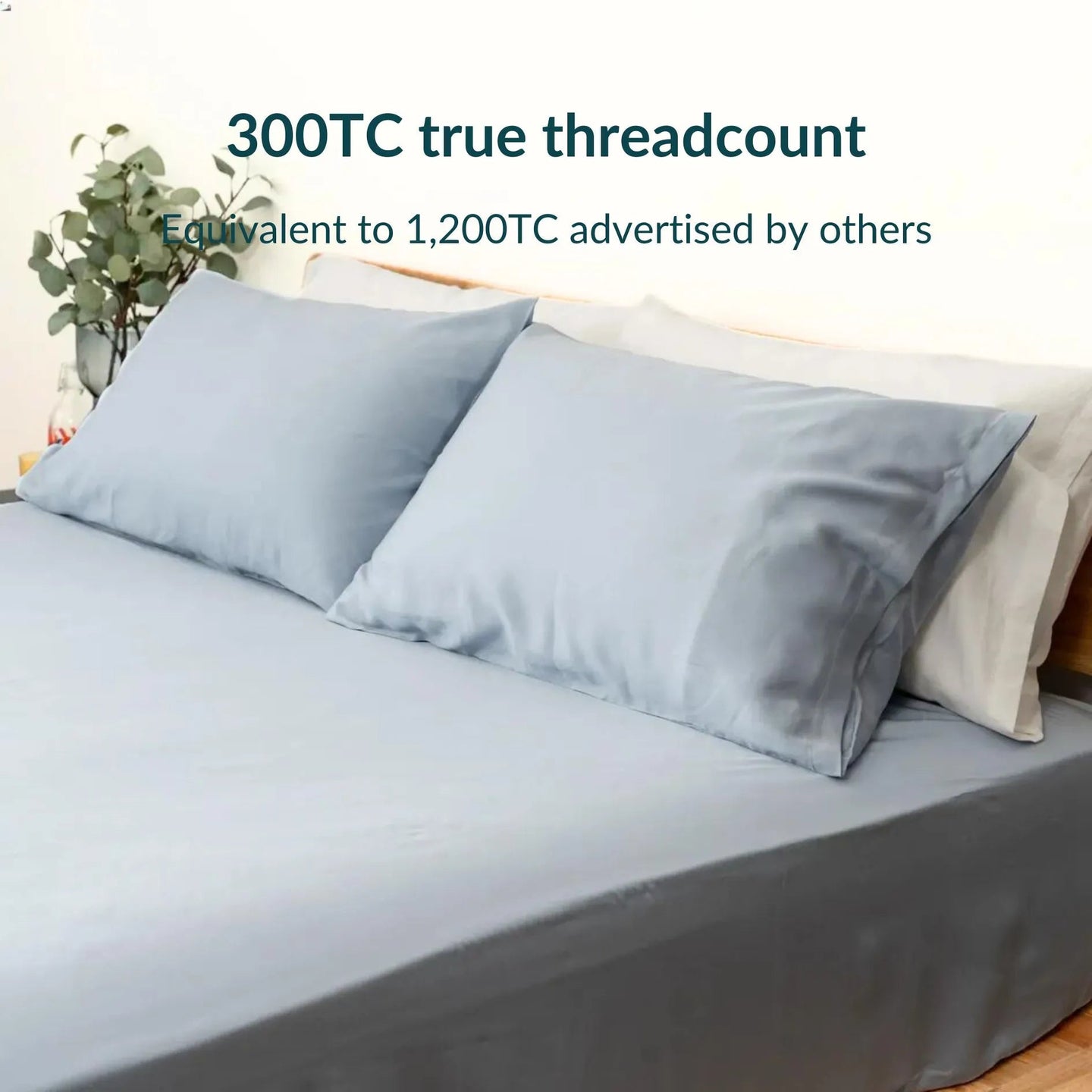 TENCEL fitted bedsheet set styled with matching pillowcases