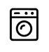 Icon of a washing machine with a circular gauge on a white background