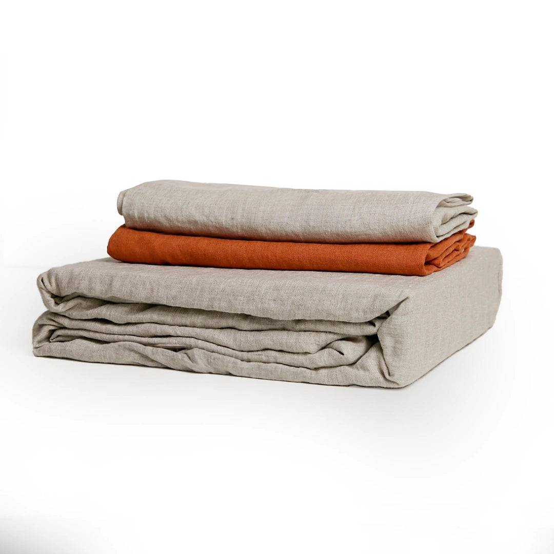 100% French flax linen fitted bedsheet set