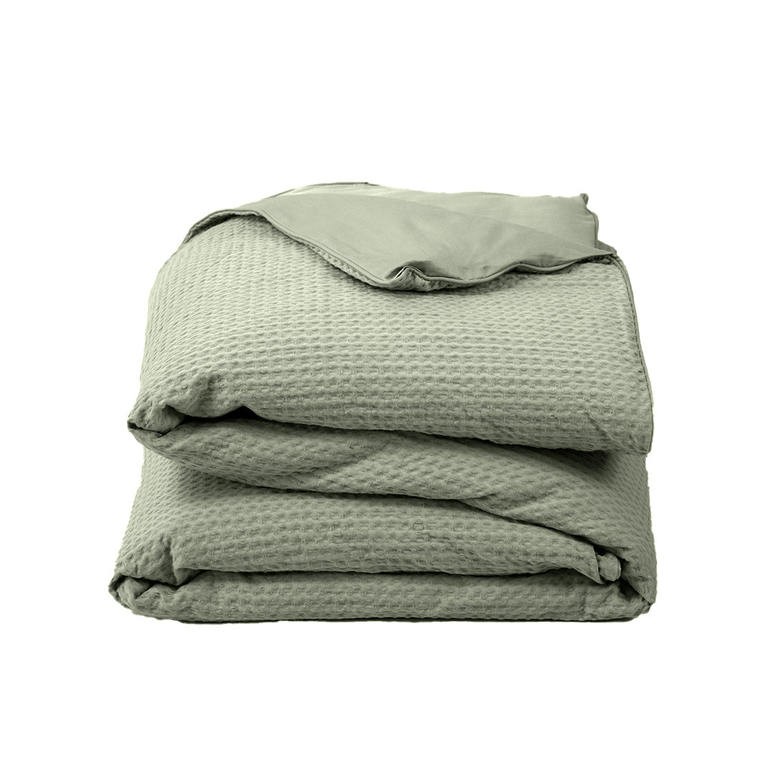 Cotton waffle duvet cover Waffle Sage Green (Clearance)