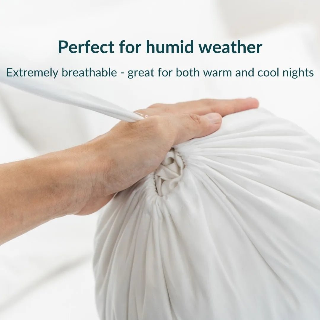 Extra-long staple cotton bolstercase in Stone color.