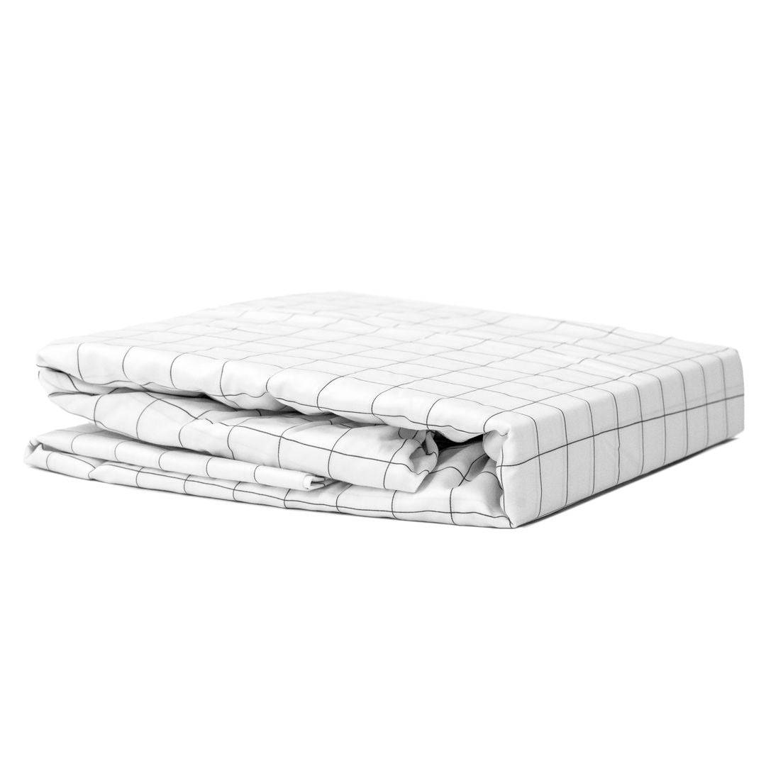 Extra-long staple cotton duvet cover Chequered white