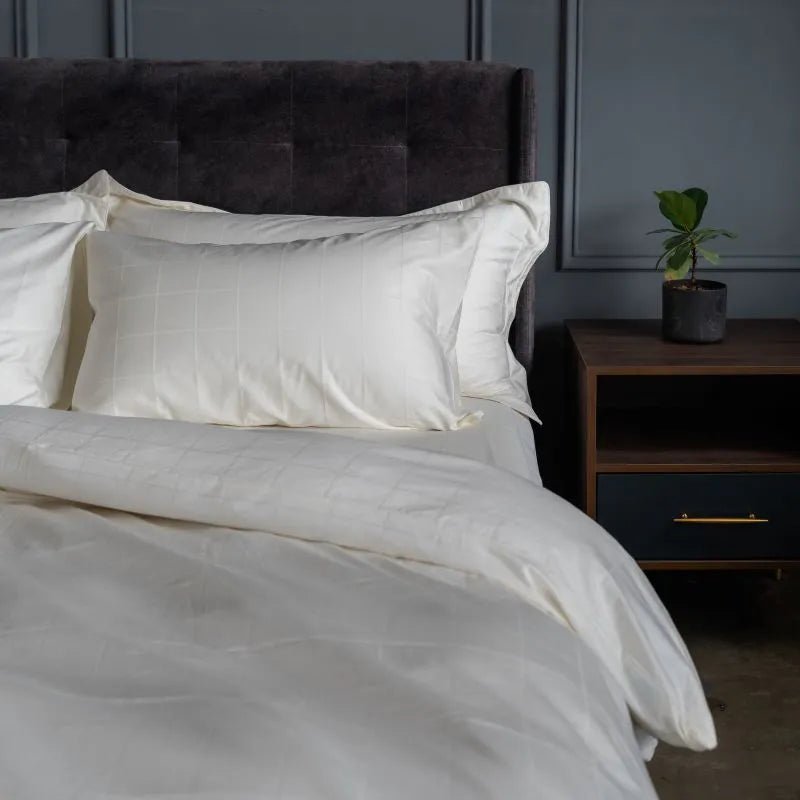 Extra-long staple cotton duvet cover Jacquard Cream