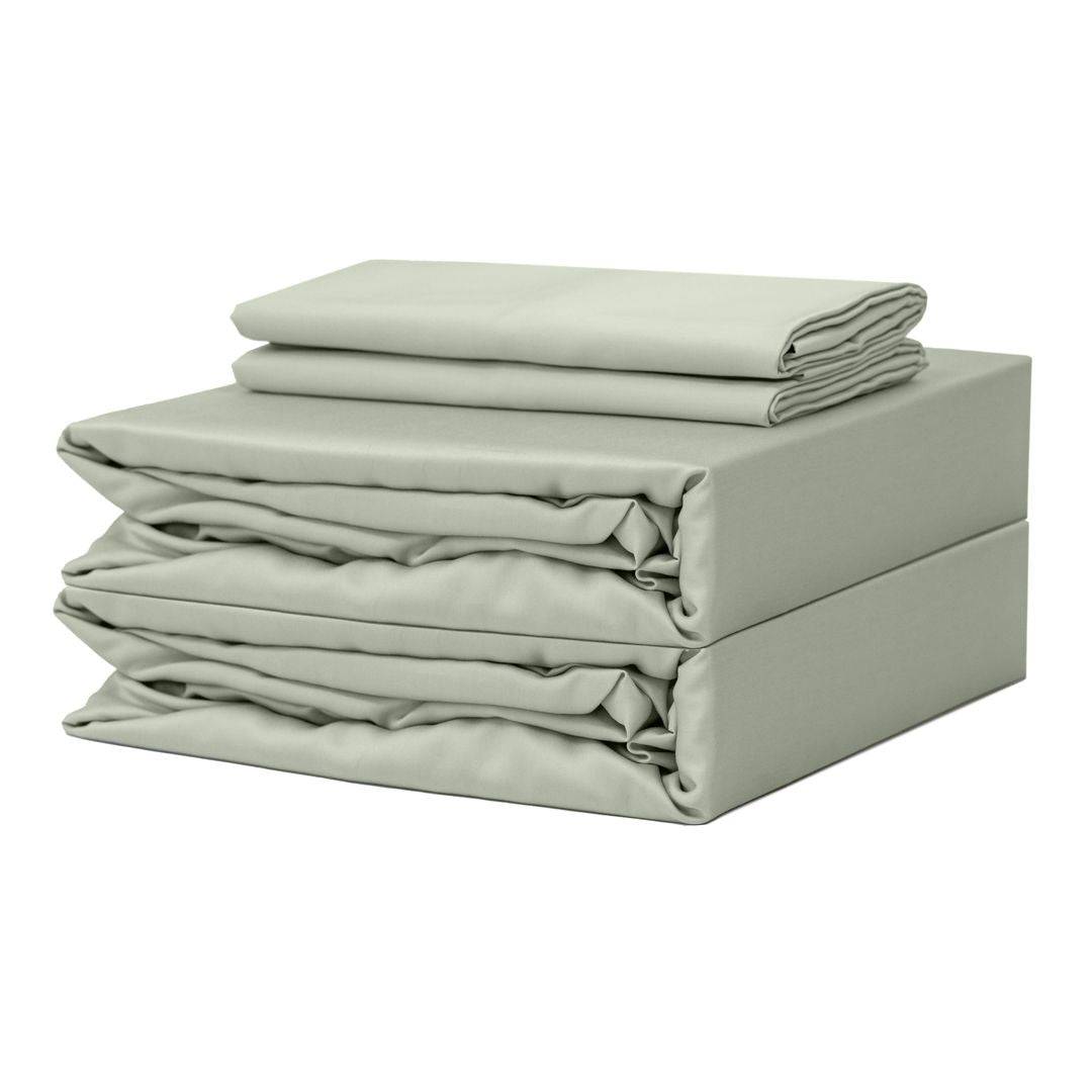 Extra-long staple cotton duvet cover set Sage green
