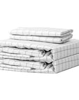 Extra-long staple cotton duvet cover set Chequered white