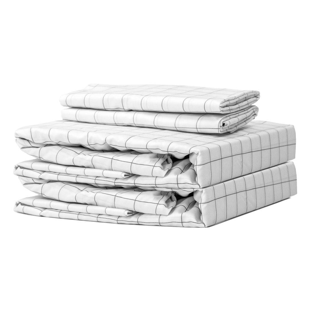 Extra-long staple cotton duvet cover set Chequered white