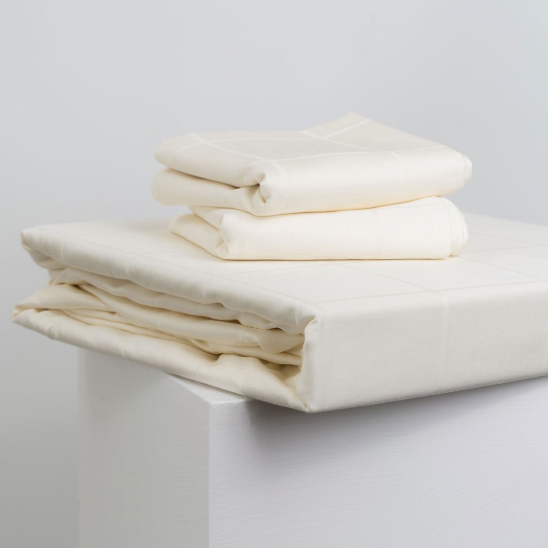 Extra-long staple cotton fitted bedsheet set Jacquard Cream