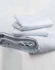 Extra-long staple cotton fitted bedsheet set Misty Blue