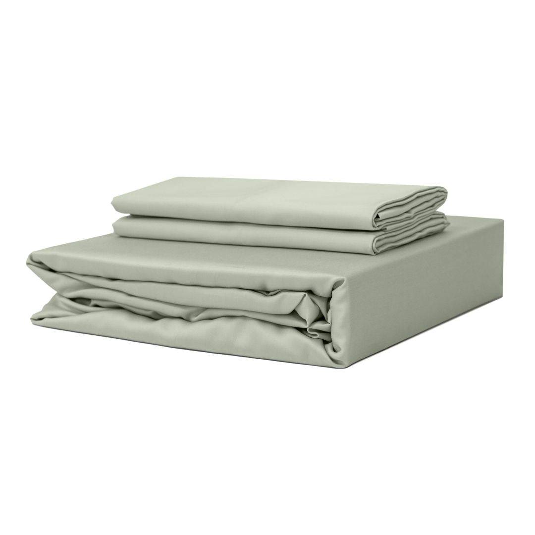 Extra-long staple cotton fitted bedsheet set Sage green