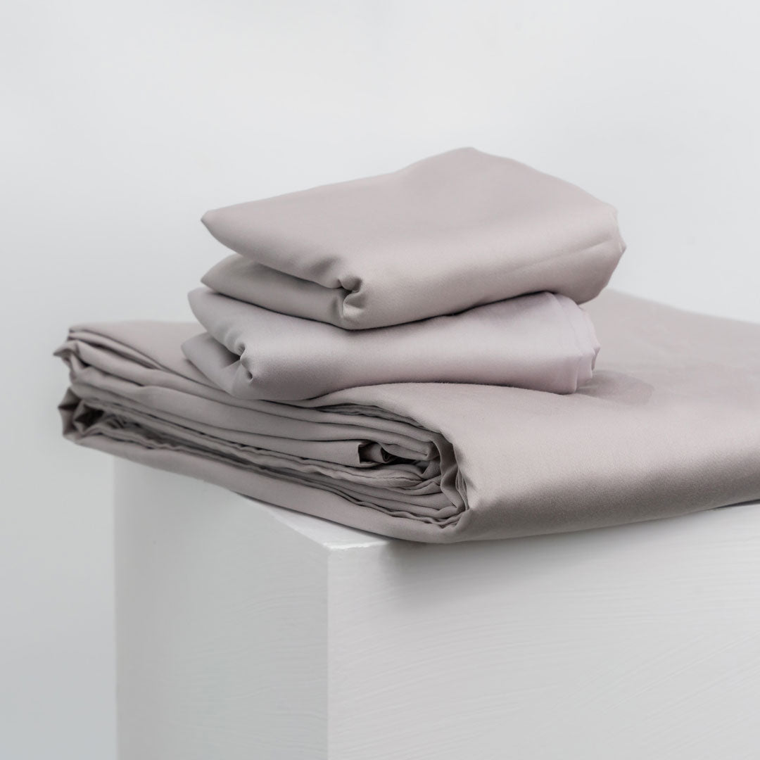 Extra-long staple cotton fitted bedsheet set Stone