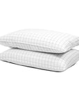 Extra long staple cotton pillowcases (x2) Chequered white