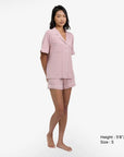 Breathable Modal Pyjamas Set - Soft and Cooling PJs Short Sleeves + Shorts Mauve