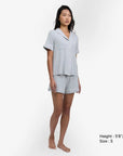 Breathable Modal Pyjamas Set - Soft and Cooling PJs Short Sleeves + Shorts Mist